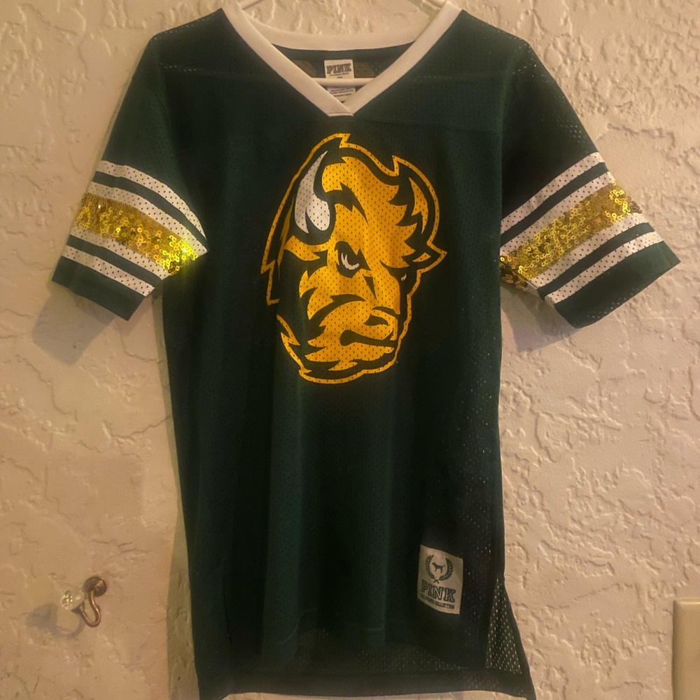 PINK Victoria's Secret Dark Green and Gold Top